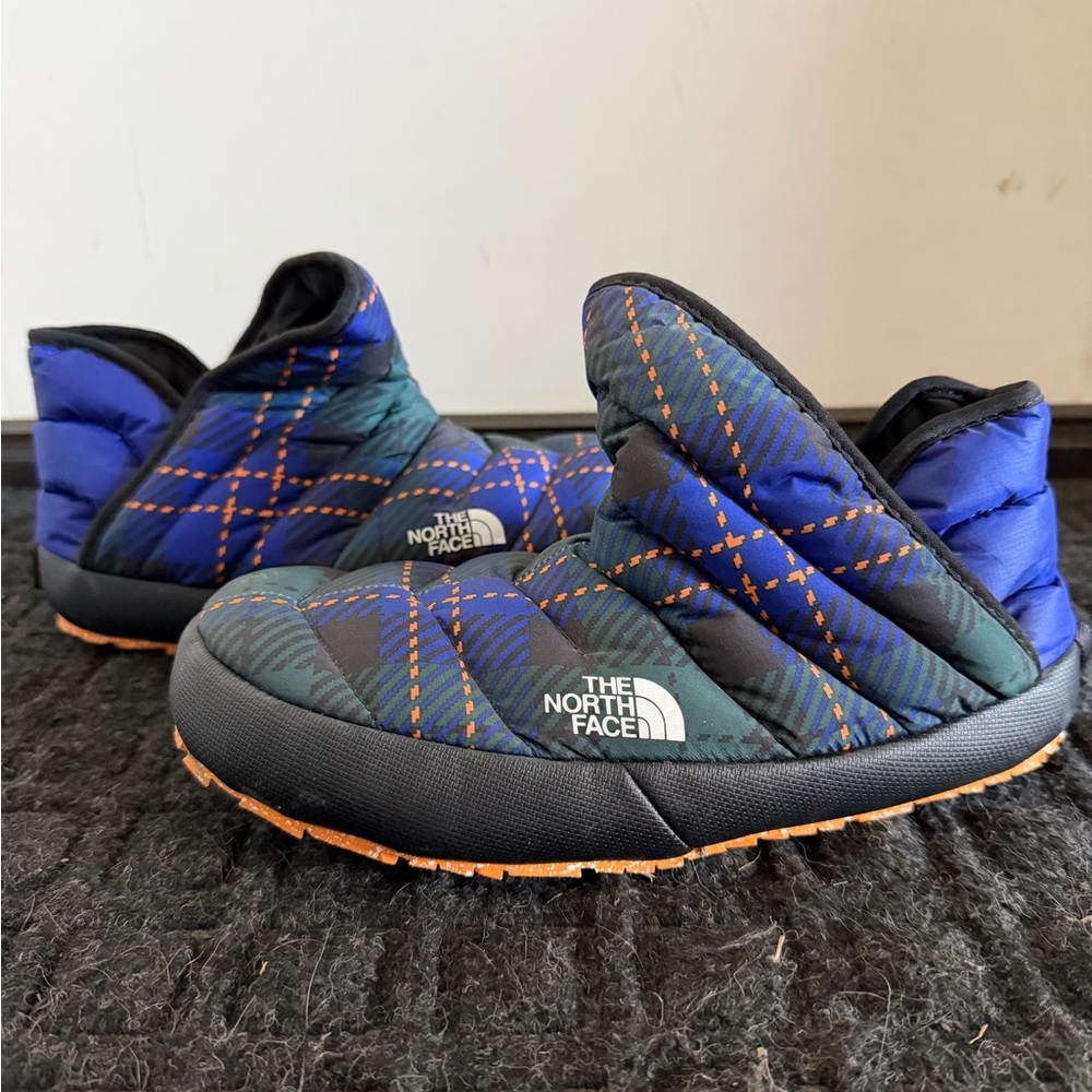 The North Face Quilted Plaid Mule Slippers - Blue/Green